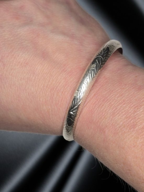 Jewelry - Vintage Engraved 925 Sterling Silver Bangle Bracelet